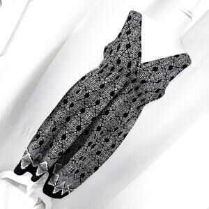 SONOMA! BLACK & WHITE INDIA PRINT COTTON, RUCHED WAIST SUN DRESS! SZ L